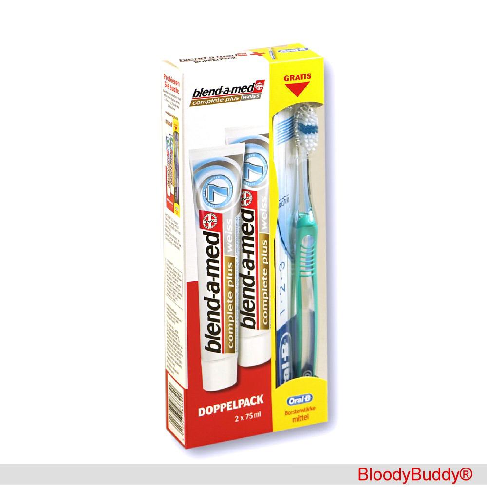 TreuePräsent Blend-a-Med Zahncreme Doppelpack mit Zahnbürste