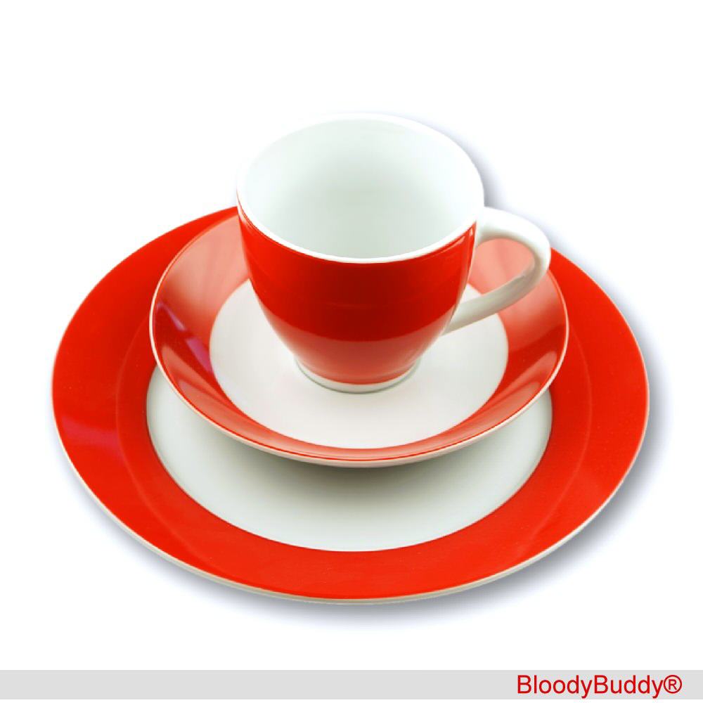 Kaffee-Service rot-weiß 3-teilig