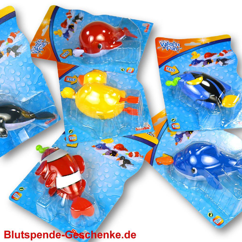 Blutspendegeschenk Aufzieh-Schwimmtiere