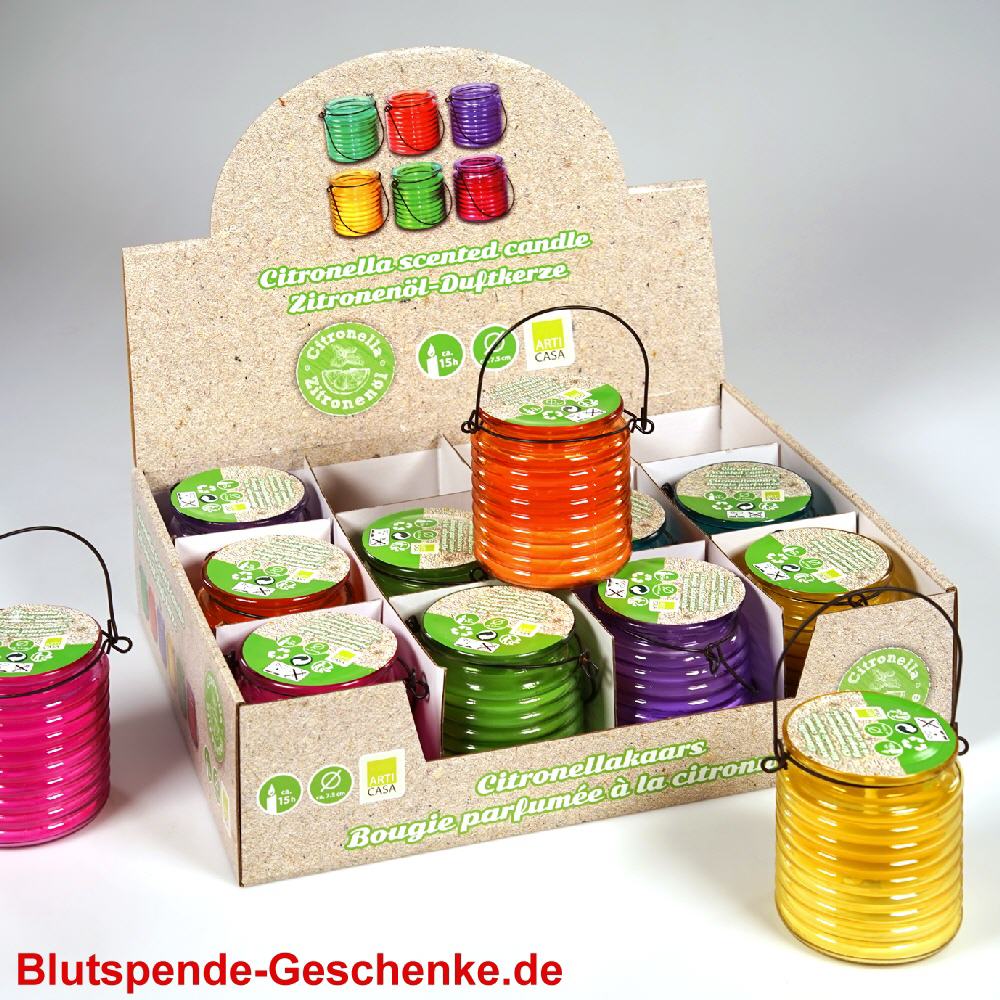 Blutspendegeschenk Duftkerze im Hängeglas