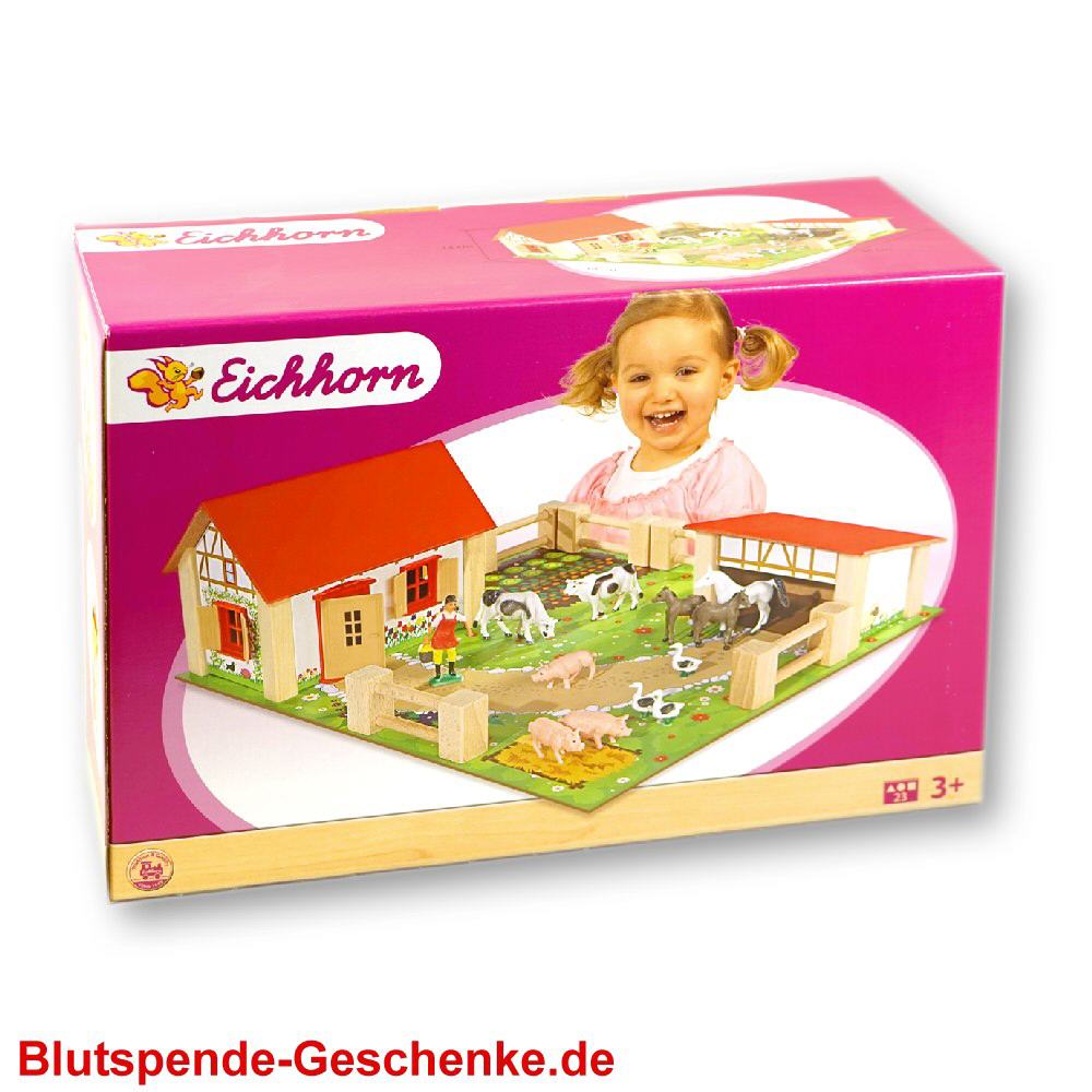 Blutspendegeschenk Holz-Bauernhof