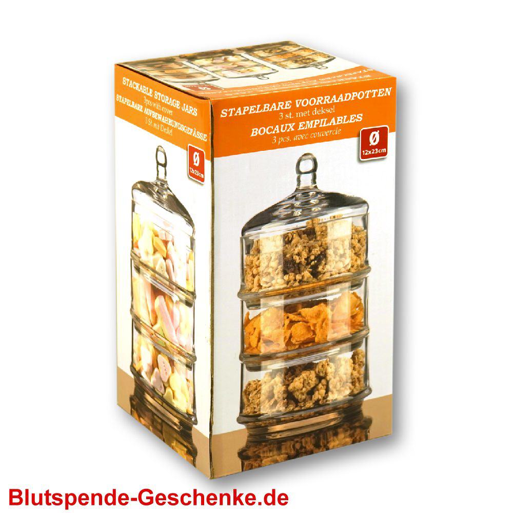 Blutspendegeschenk Stapelboxen aus Glas