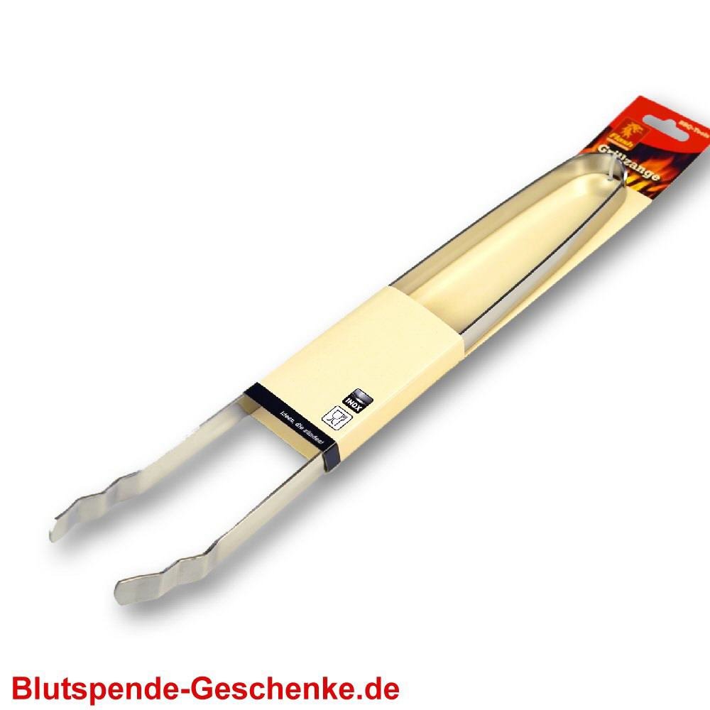Blutspendegeschenk Grillzange aus Edelstahl