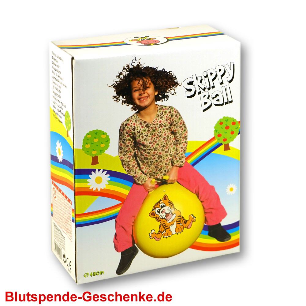 Blutspendegeschenk Hüpfball in Verpackung