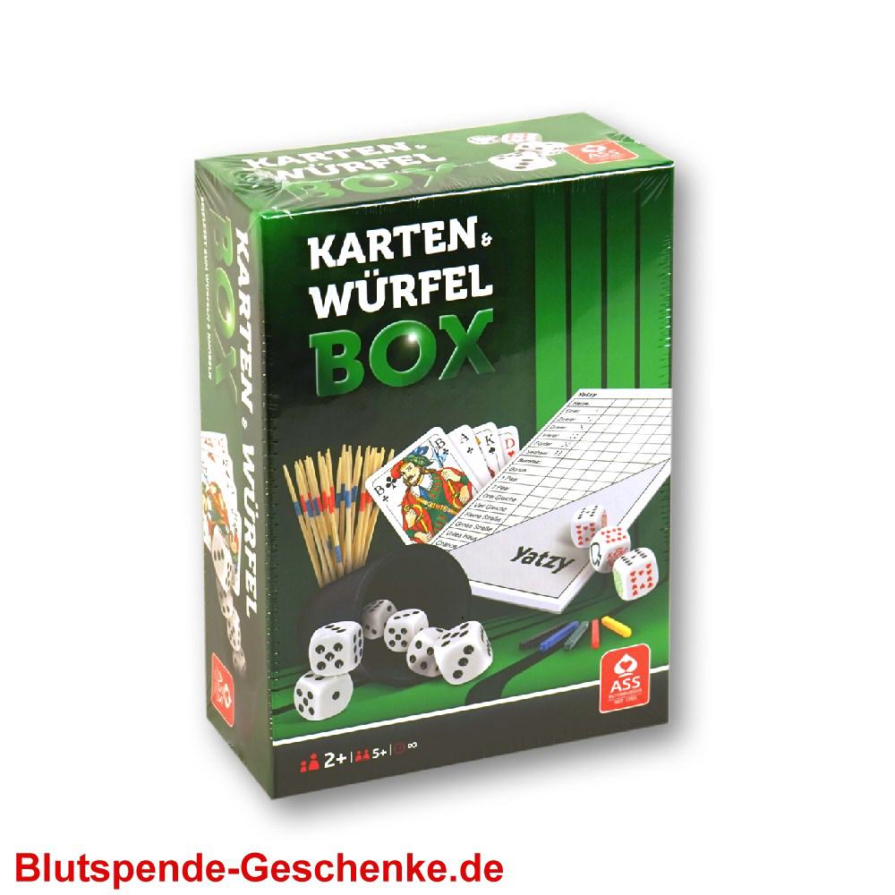 Blutspendegeschenk Karten und Würfel Spiel
