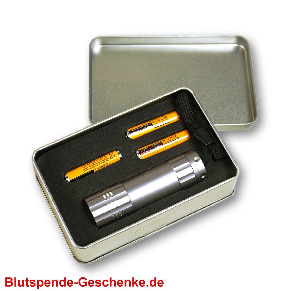 Blutspendegeschenk Box mit LED-Taschenlampe