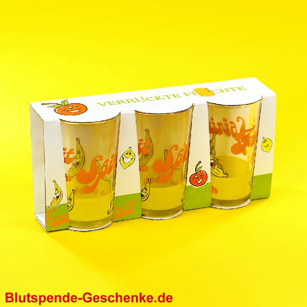 Blutspendegeschenk 3er Glasset Früchte