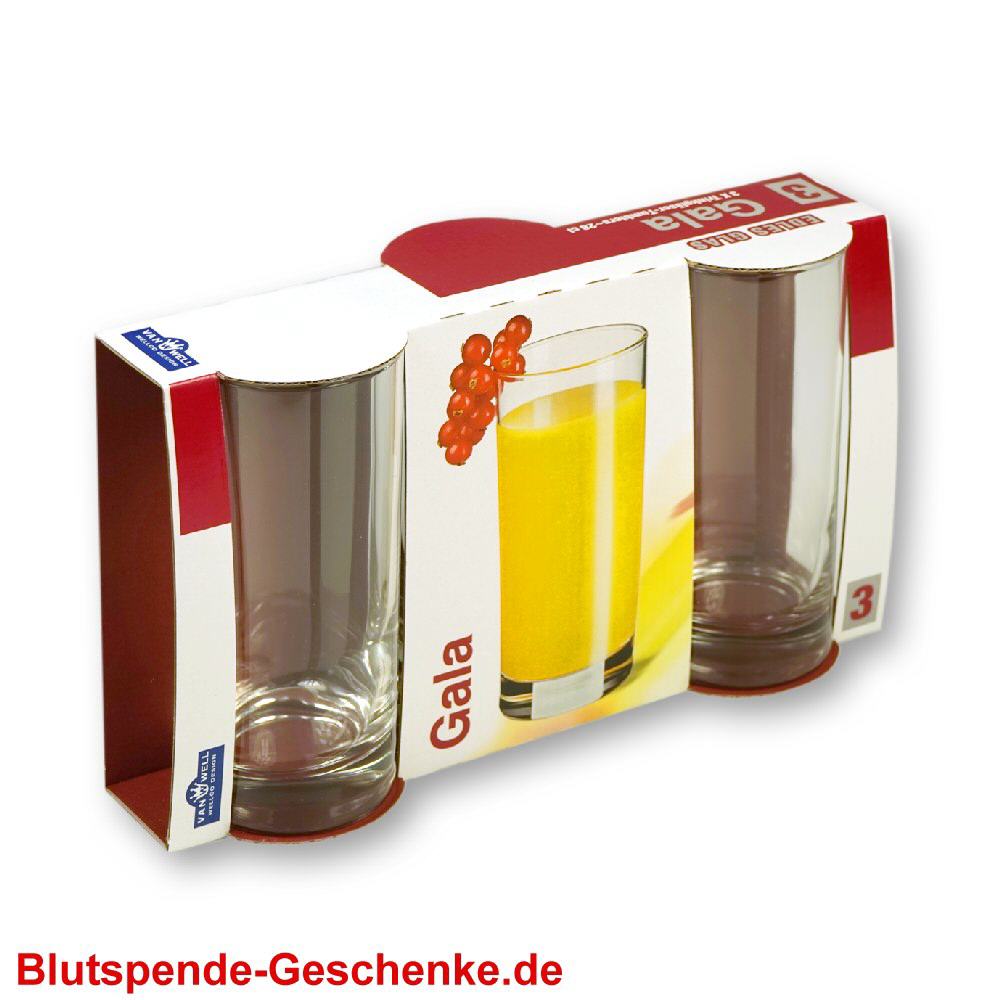 Blutspendegeschenk Longdrinkgläser 3er-Set