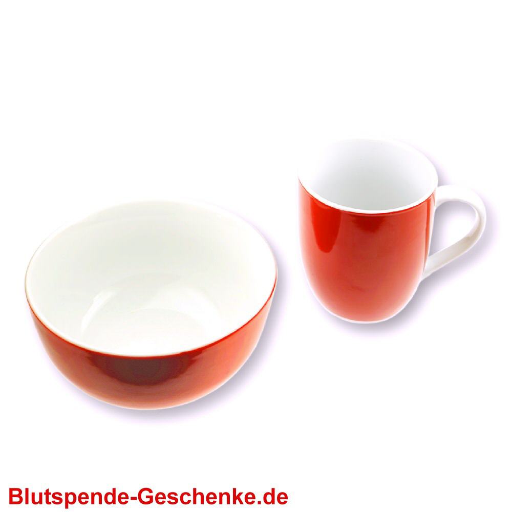 Blutspendegeschenk Müslischale und Kaffeebecher