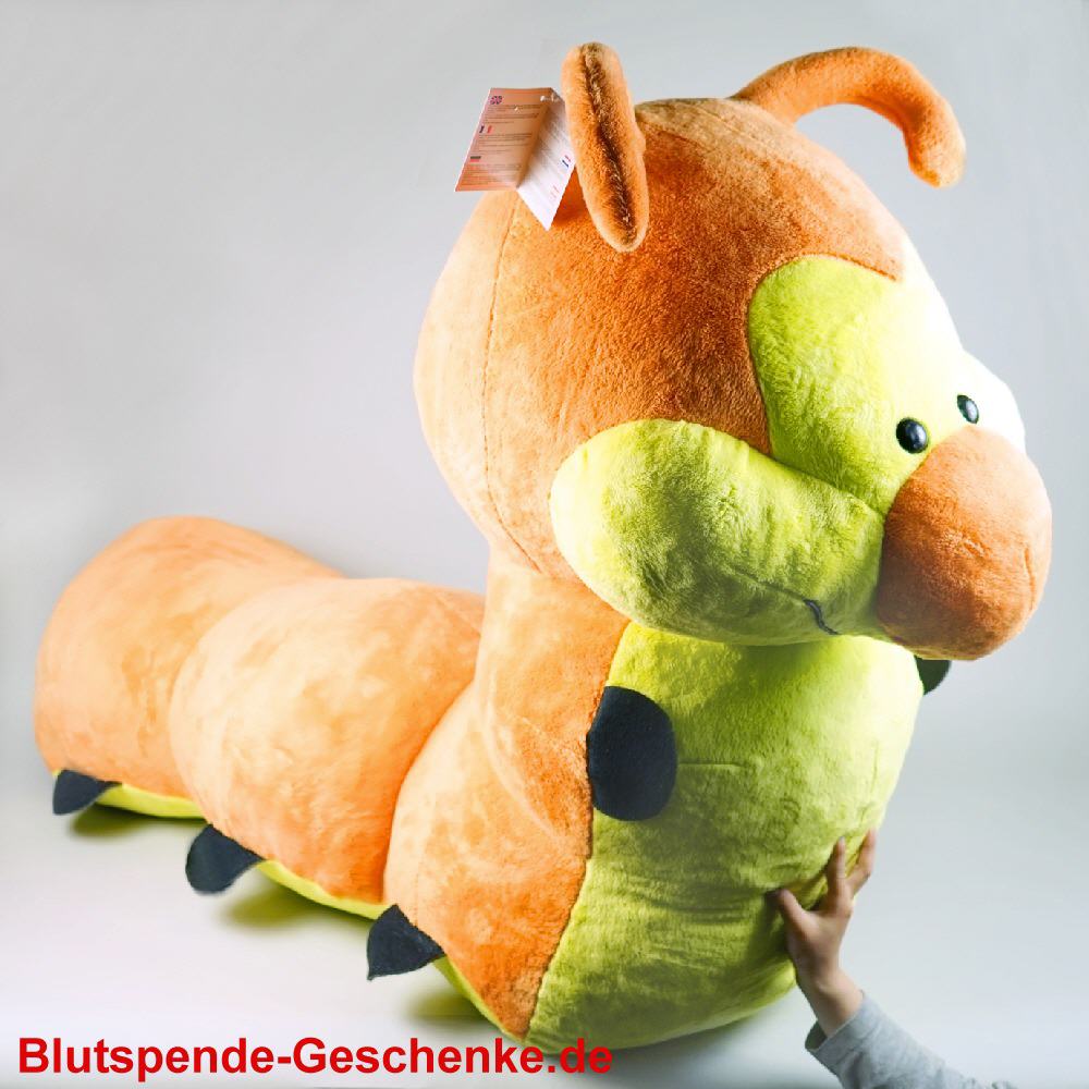 Blutspendegeschenk Raupe aus Plüsch 80 cm