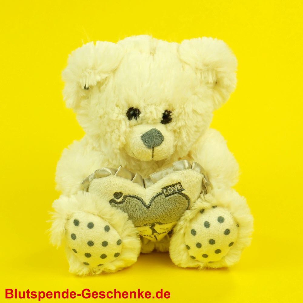 Blutspendegeschenk Teddy aus Plüsch mit Herz