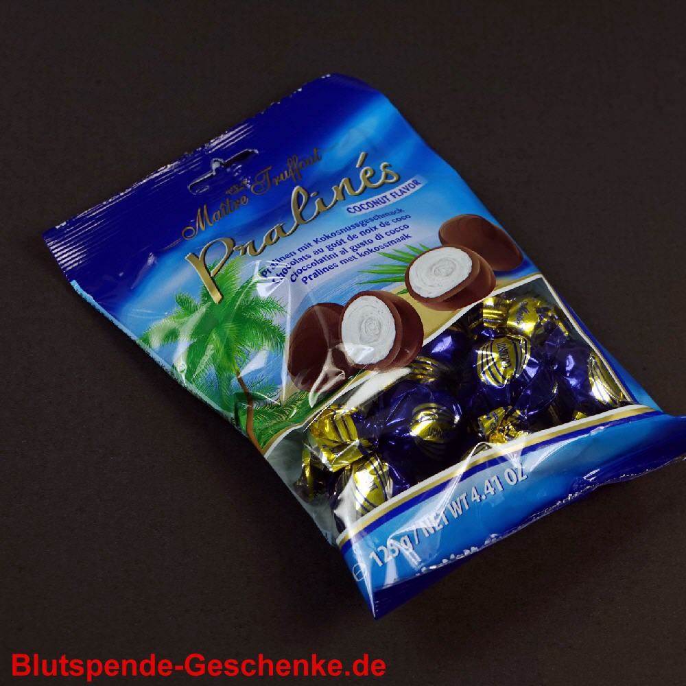 Blutspendegeschenk Pralinen Kokusnuss