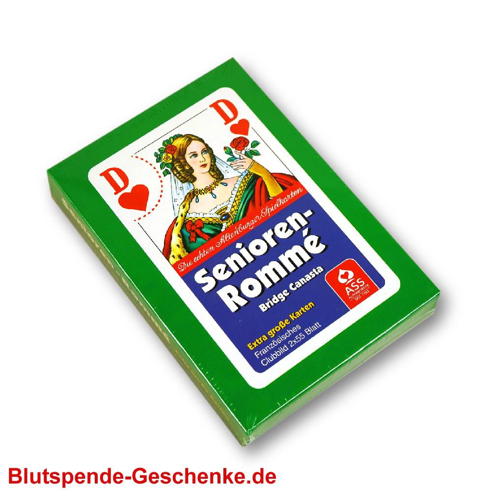 Blutspendegeschenk Spielkarten Rommé für Senioren