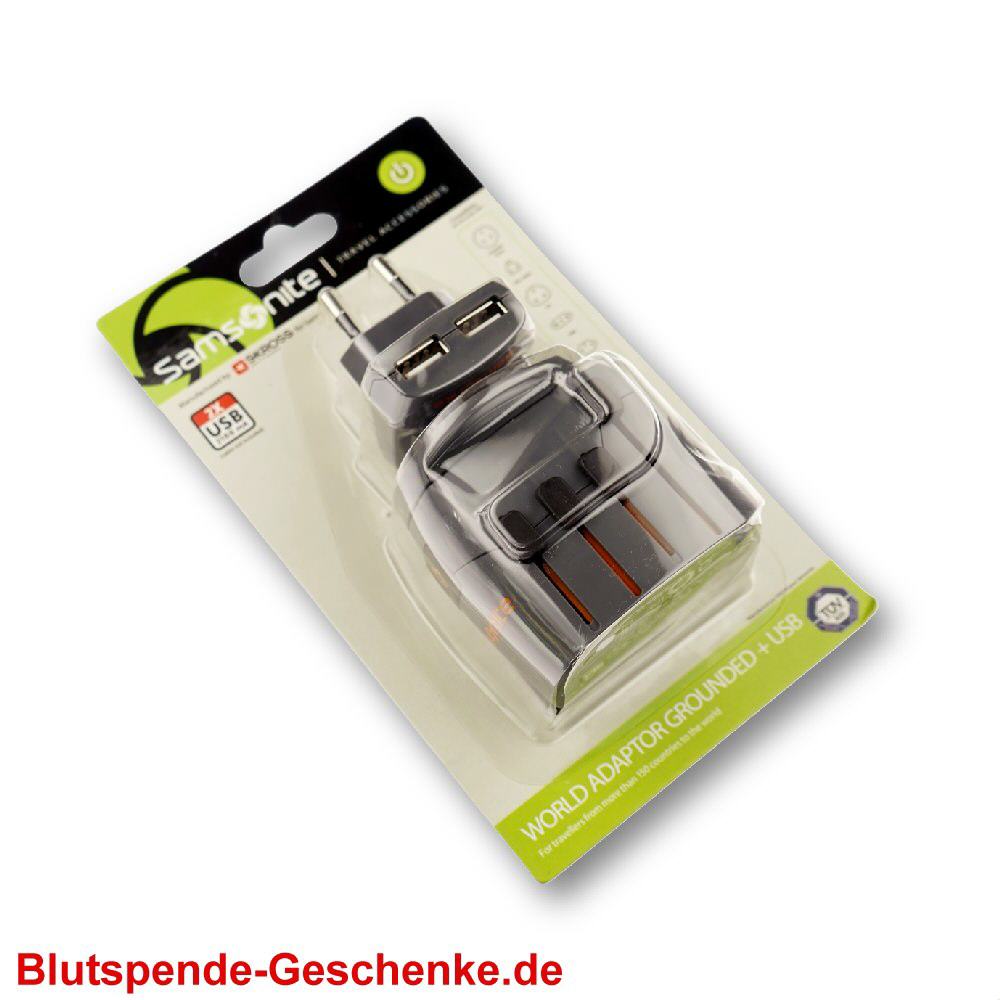 Blutspendegeschenk Universal-Ladeadapter Welt