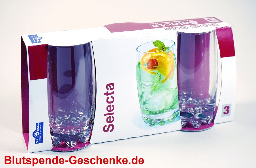 Blutspendegeschenk 3er-Set Trinkgläser