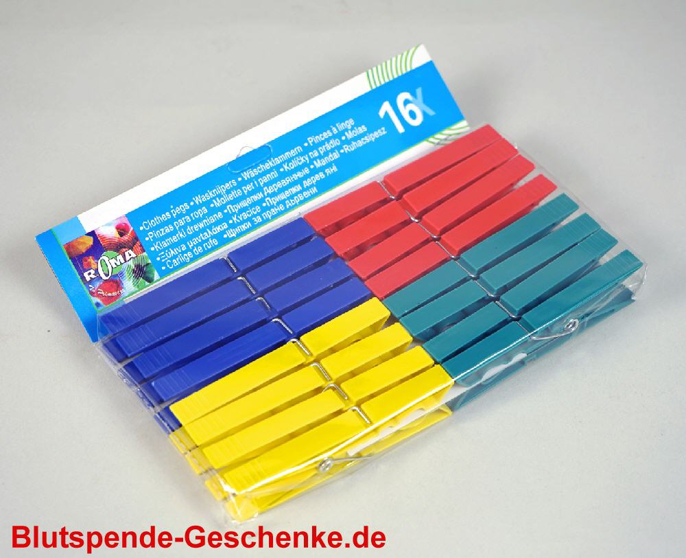 Blutspendegeschenk Bunte Wäscheklammern