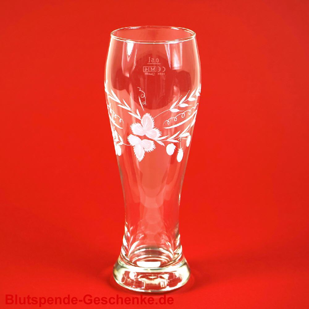 Blutspendegeschenk Weissbierglas mit Dekor