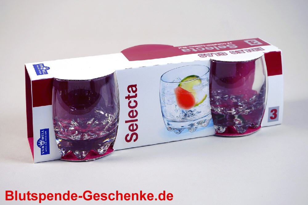 Blutspendegeschenk 3er-Set Gl&auml;ser Whiskey