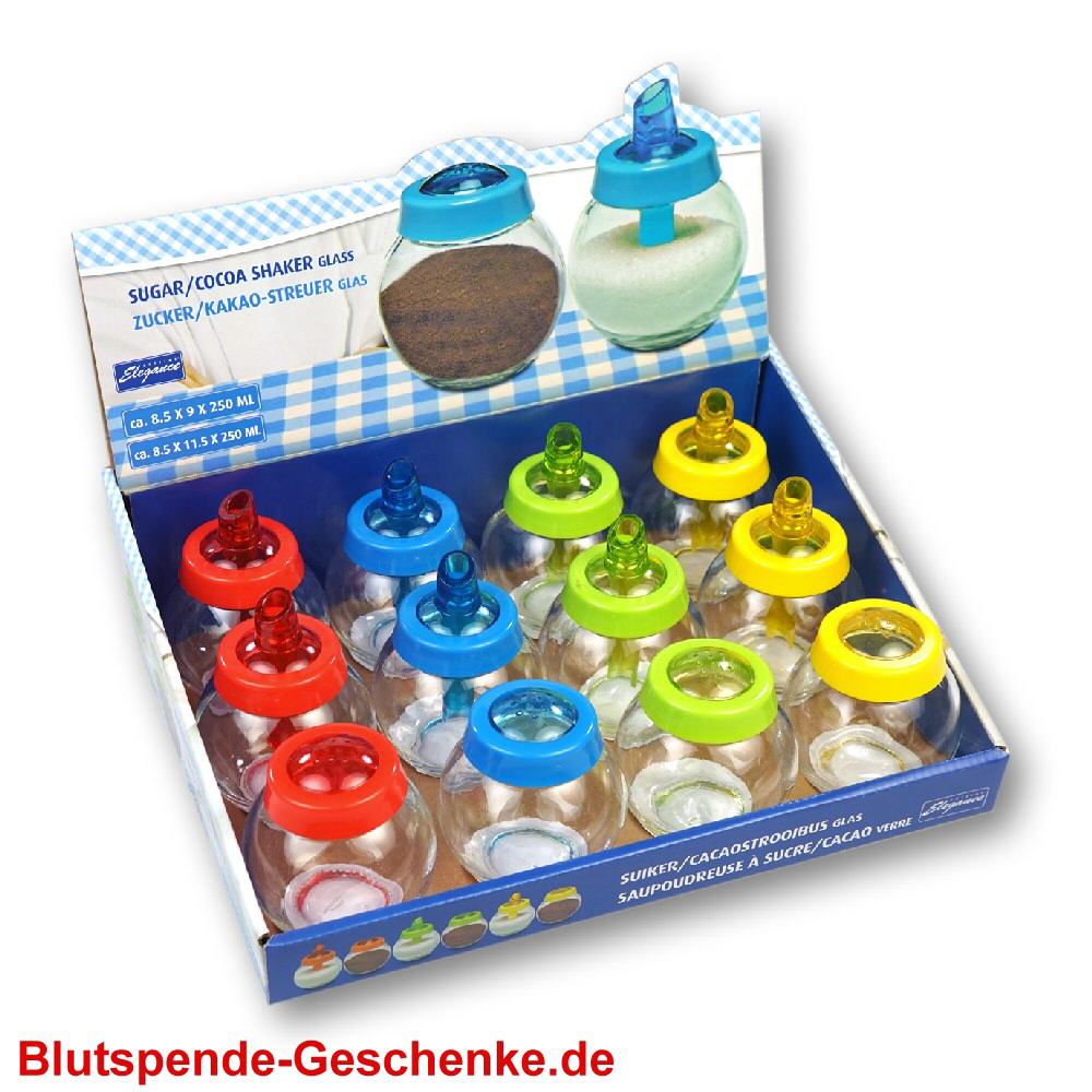 Blutspendegeschenk Zuckerstreuer Kakaostreuer