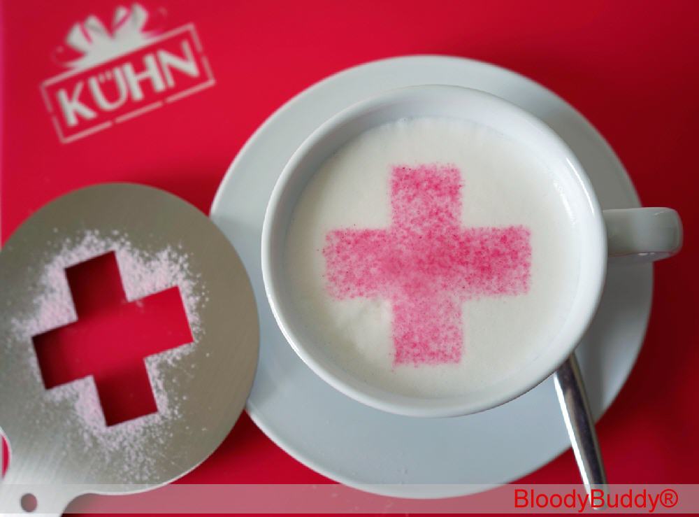 Milchschaumabdruck Cappuccino-Schablone mit Kreuz / Pluszeichen
